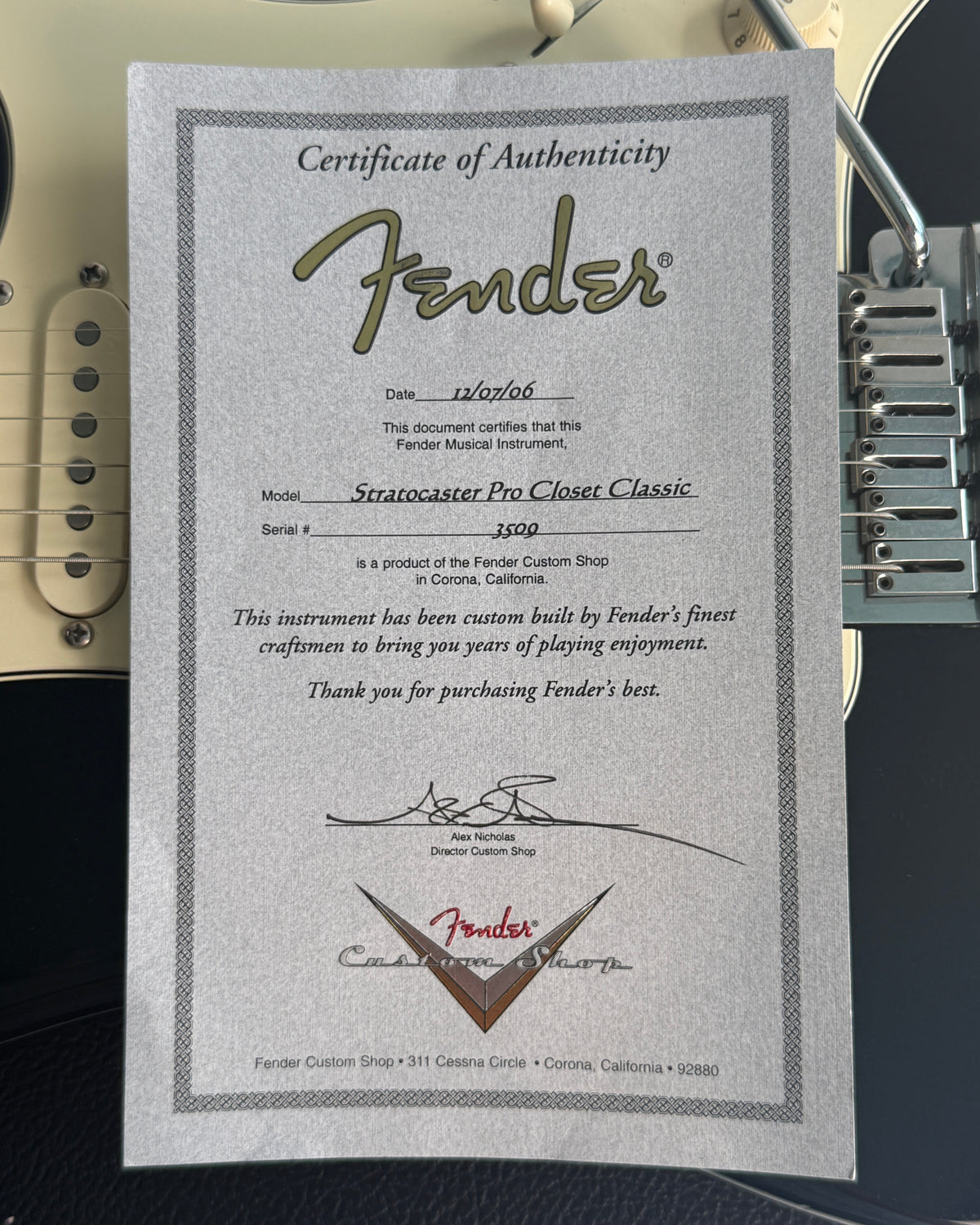 2006 Fender Custom Shop Stratocaster Pro Closet Classic