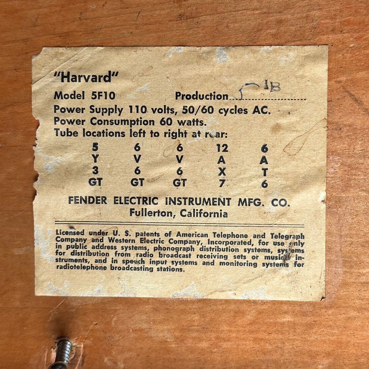 1959 Fender Harvard 5F10