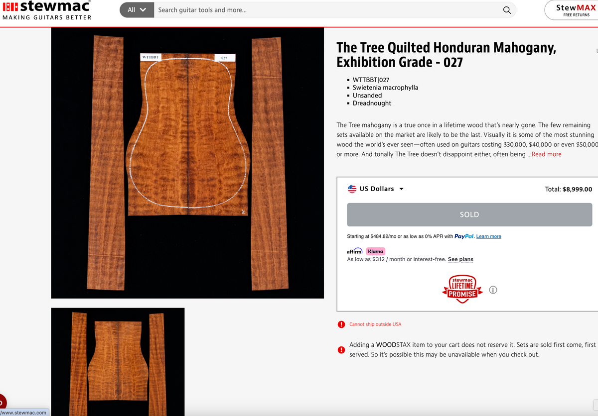 The Tree Dreadnaught Quilted Honduran Mahogany