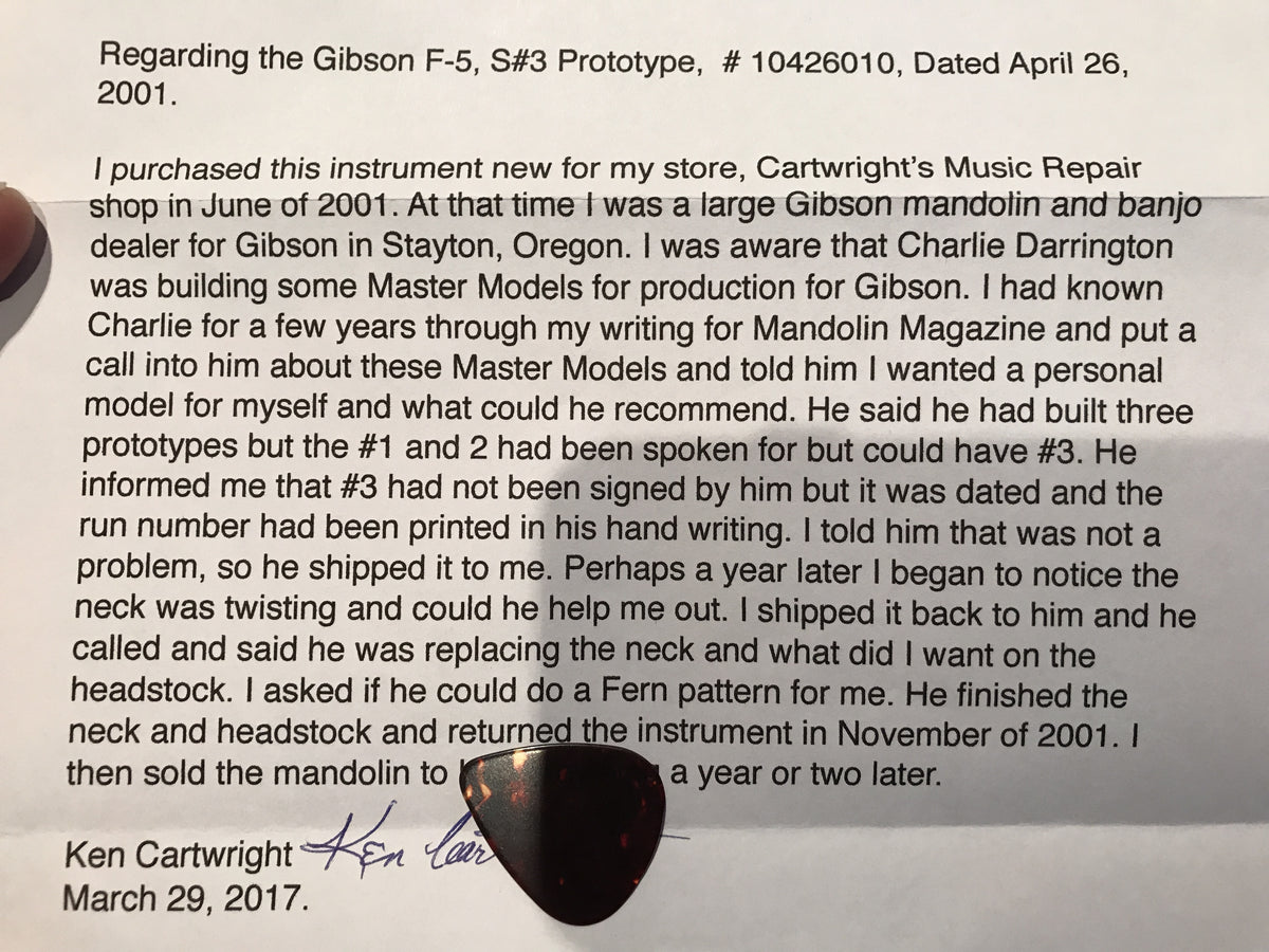 Gibson Master Model F-5 Mandolin Prototype. #003 - Vintage Guitars