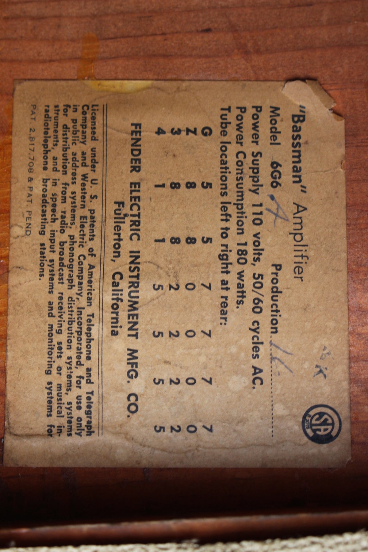 1961 Fender Bassman - Vintage Guitars